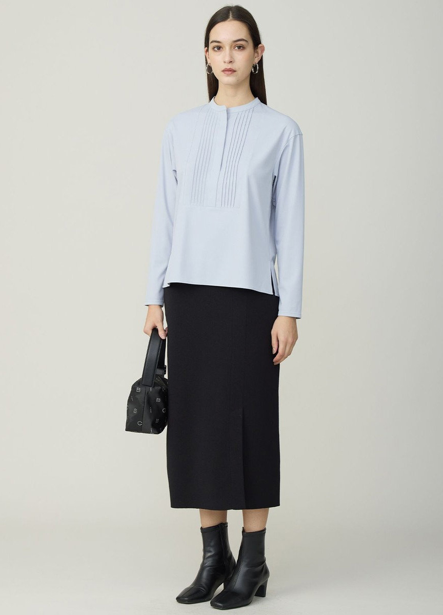 精紡棉柔挺開叉針織裙